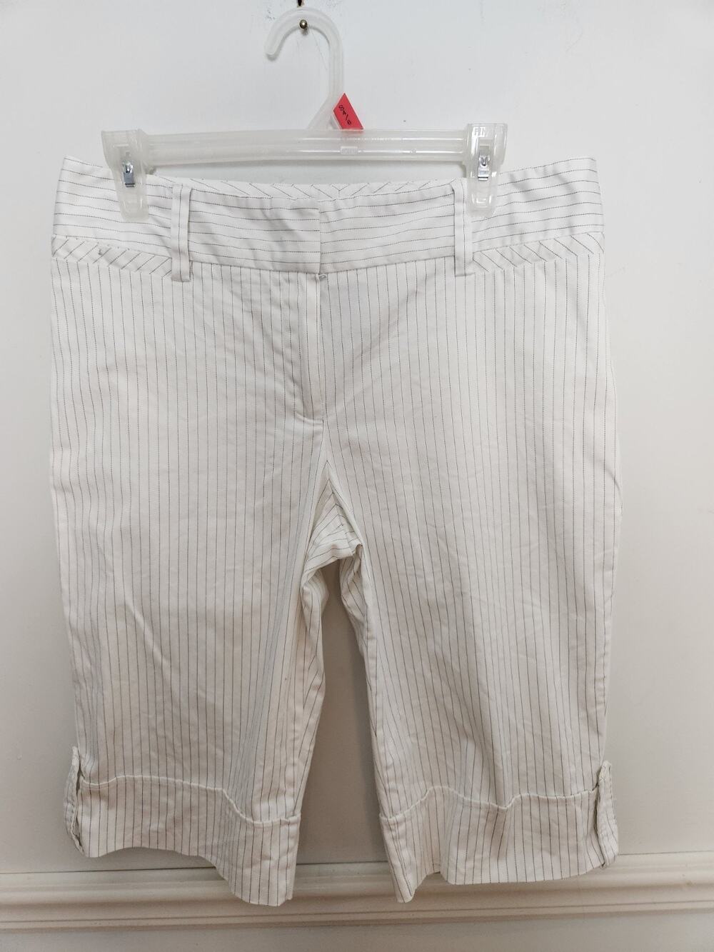 Vtg Y2K Capris Shorts 13 Juniors Pinstripe Bermuda White Preppy Academia 2000s